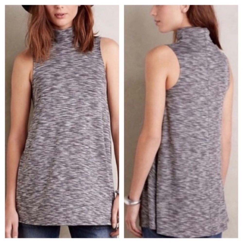 (BOGO FREE) Anthropologie Postmark Turtle Neck Sleeveless Tunic Top shirt Small